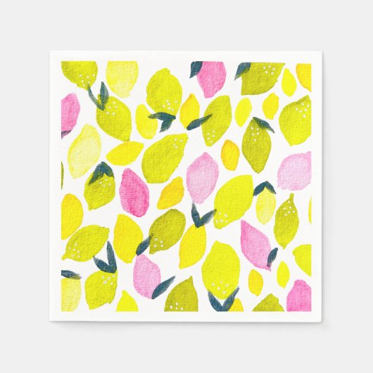 レモンのかわいい水色 スタンダードカクテルナプキン (正面)