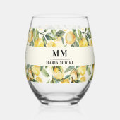 レモンのイニシャル名 ステムなしワイングラス (裏面)