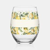 レモンのイニシャル名 ステムなしワイングラス (左)
