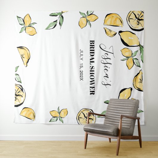 レモンのウェディングシャワー背景写真ブース タペストリー (インサイチュ(横))