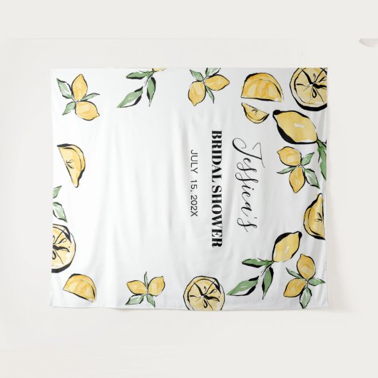 レモンのウェディングシャワー背景写真ブース タペストリー (正面(横))