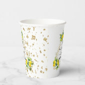 レモンのエレガントなゴールド幾何学模様のウェディングシャワーペーパー 紙コップ (右)