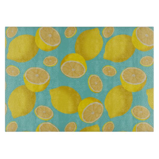 レモンのガラス切り板をたくさん カッティングボード (正面)