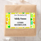 レモンのキッチン、ライムオレンジ柑橘類フルーツパターン ラベル (インサイチュ)