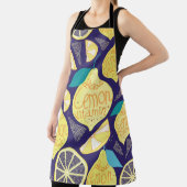 レモンのクローブ：ダークブルー明るいパターン エプロン (インサイチュ)