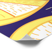 レモンのクローブ:ダークブルー明るいパターン ポスター (角)