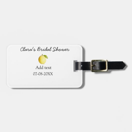 レモンのシンプルなブライズシャワー　モダン　ミニマル　ラスティック ラゲッジタグ (正面横)
