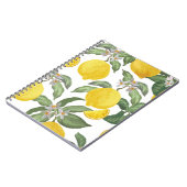 レモンのシームレスなヴィンテージパターン。トロピカルフルーツバック ノートブック (左側)