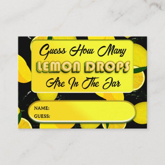 レモンのドロップブラックイエローおもしろいゲーム数を推測 エンクロージャーカード (正面)