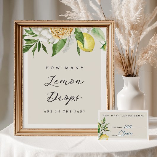 レモンのドロップ数ブライダルシャワーゲームサイン ポスター