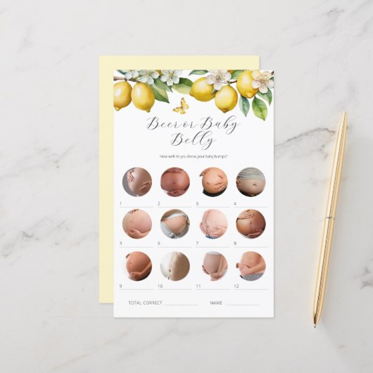 レモンのビールまたはベビーベリーベイビーシャワーゲーム (正面/裏面インサイチュ)