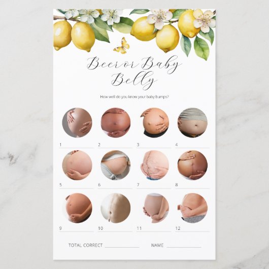 レモンのビールまたはベビーベリーベイビーシャワーゲーム (正面)