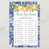 レモンのフローラブライダルシャワーは彼らはむしろゲームをする (正面/裏面)