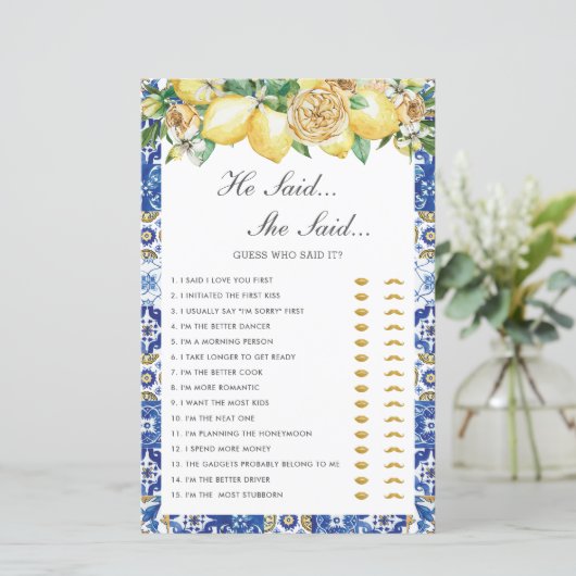 レモンのフローラブライダルシャワー彼は彼女がゲームを言ったと言った (スタンド正面)