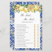 レモンのフローラブライダルシャワー彼は彼女がゲームを言ったと言った (正面/裏面)