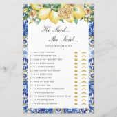 レモンのフローラブライダルシャワー彼は彼女がゲームを言ったと言った (正面)