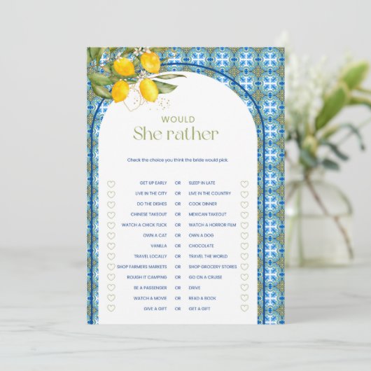 レモンのブライダルシャワーは彼女はむしろゲームカードだろう 招待状 (スタンド正面)