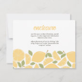 レモンのブライダルシャワー招待状の挿入 招待状 (正面)