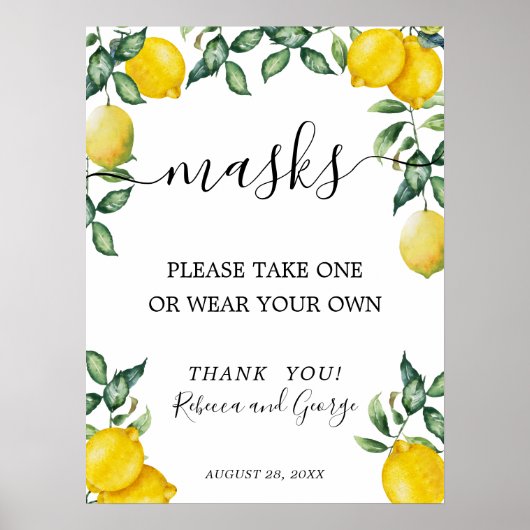 レモンのマスクサインをお持ちください ポスター (正面)