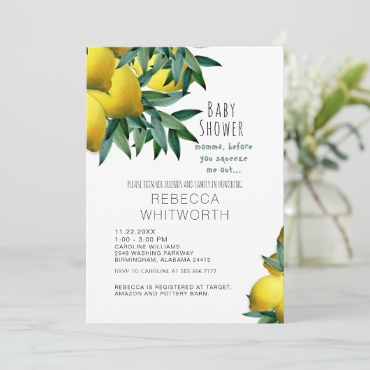 レモンのママあなたが赤ちゃんシャワーを私を絞る前に 招待状 (スタンド正面)