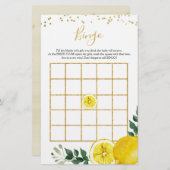 レモンのメイン絞りビンゴブライダルシャワーゲーム (正面/裏面)