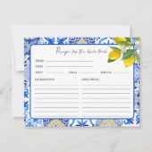 レモンのメイン絞りブライダルシャワーレシピカード ノートカード (正面)