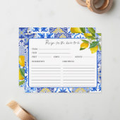 レモンのメイン絞りブライダルシャワーレシピカード ノートカード (正面/裏面インサイチュ)