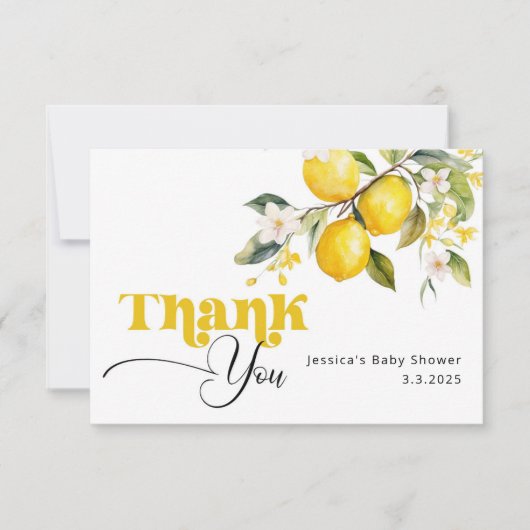 レモンのメイン絞りベビーシャワーサンキューカード カード (正面)