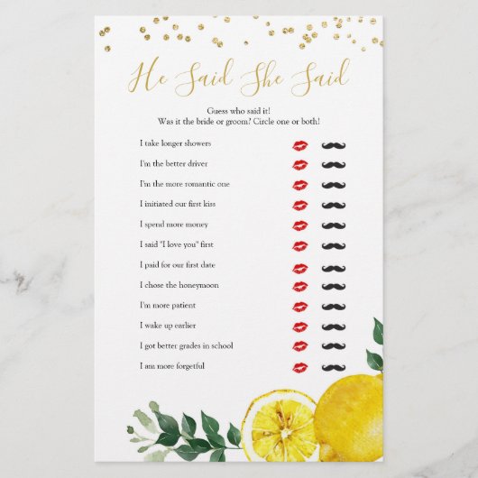 レモンのメイン絞り彼は彼女はゲームを言った (正面)