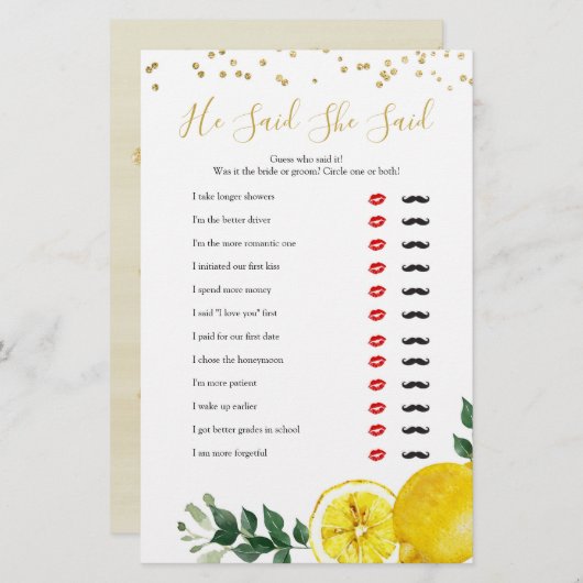 レモンのメイン絞り彼は彼女はゲームを言った (正面/裏面)