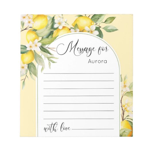 レモンのメイン絞り誕生日タイムカプセルメッセージ ノートパッド (正面)