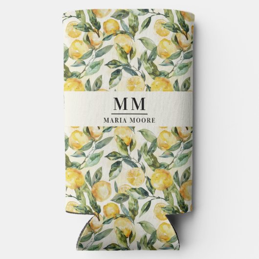 レモンのモノグラムイニシャル名 スリム缶クーラー (裏面)