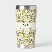 レモンのモノグラムイニシャル名 保温保冷タンブラー (正面)