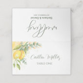 レモンのユーカリと黄色の花 プレイスカード (外部開封)