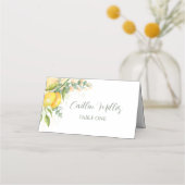 レモンのユーカリと黄色の花 プレイスカード (正面)