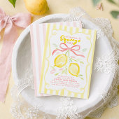 レモンのリボンベイビーシャワー おめでとうございます! 招待状