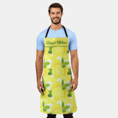 レモンのレモンのスライス熱帯黄色の果実 エプロン (着用した状態)