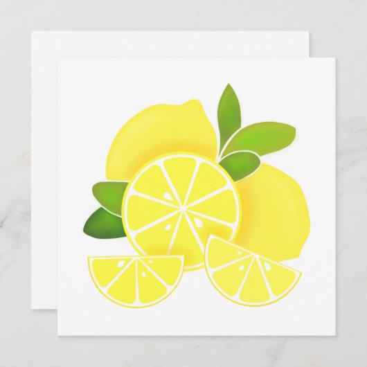 レモンのレモンのスライス熱帯黄色の果実 招待状 (正面/裏面)