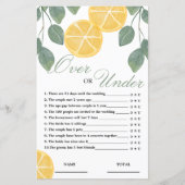 レモンの上または下のブライダルシャワーゲーム (正面)