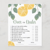 レモンの上または下のブライダルシャワーゲーム (正面)