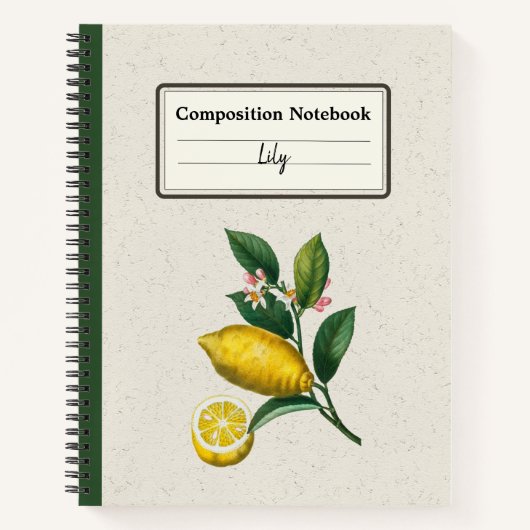 レモンの増補パーソナライズされた料 ノートブック (正面)