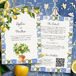レモンの庭のイタリア風結婚式の詳細とウェブサイト 招待状