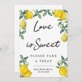 レモンの愛は小さいお気に入りのサインを取る甘い 招待状 (正面/裏面)