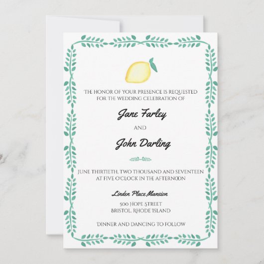 レモンの招待 招待状 (正面)