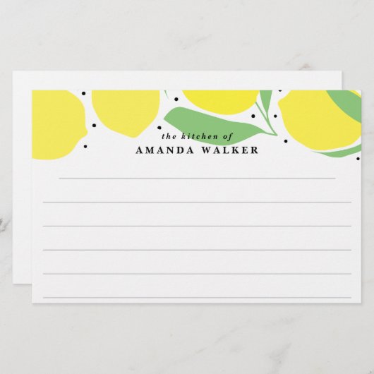 レモンの木の台所レシピの文房具カード 便箋 (正面/裏面)