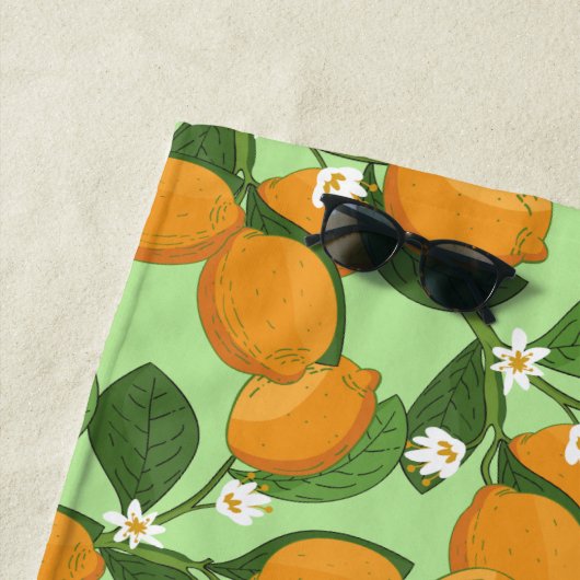 レモンの木の咲きパターン ビーチタオル (インサイチュ)