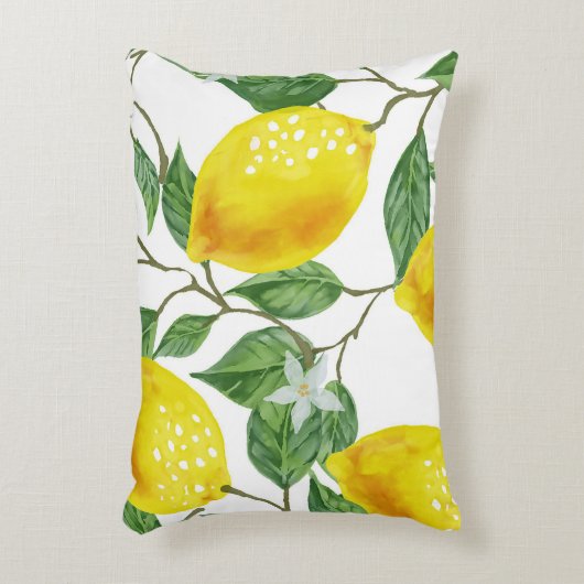 レモンの木の枕の、黄色及び緑のアクセントの枕 アクセントクッション (正面(垂直))
