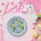 レモンの木のEspalierの葉は花の芸術を去ります ペーパープレート (パーティー)