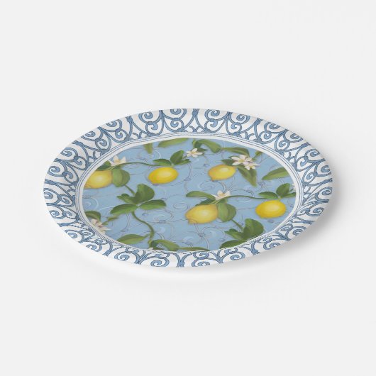 レモンの木のEspalierの葉は花の芸術を去ります ペーパープレート (アングル)