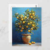 レモンの木をクレイポットに咲かせる ポストカード (正面/裏面)